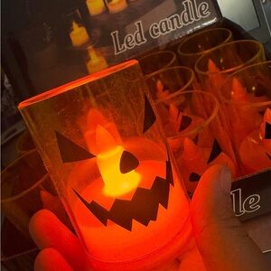 Spooky LED Pumpkin Candle - Orange Glow